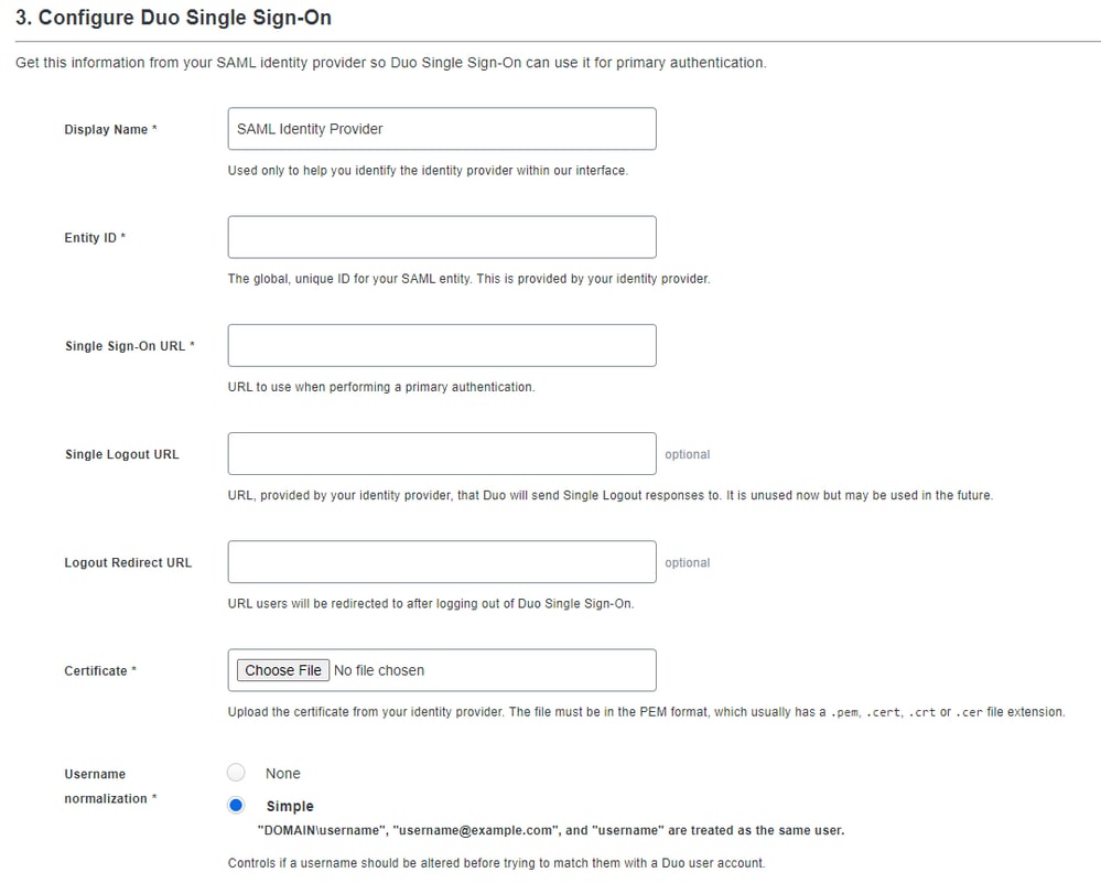 SSO Configuration part on DUO