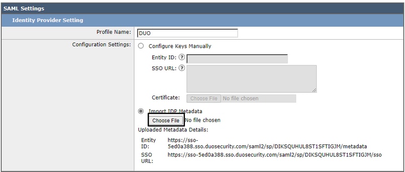 SAML Upload IdP Metadata