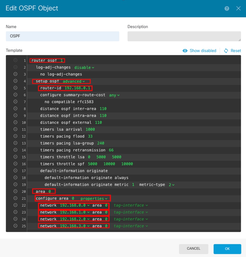 OSPFのスマートCLI設定