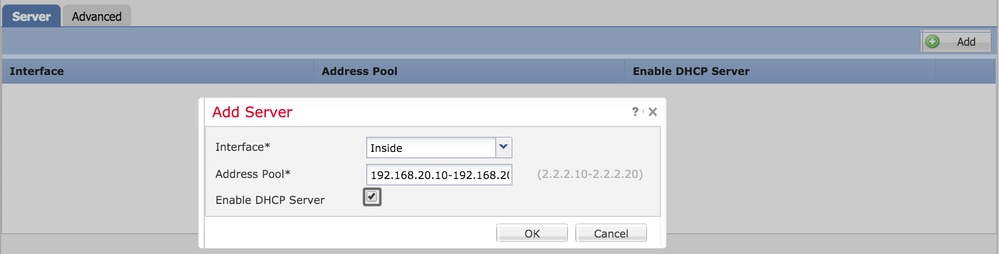 تمكين خادم DHCP