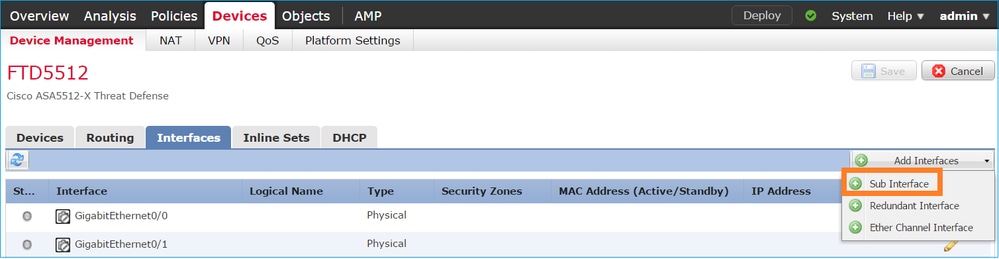 Add Sub Interfaces