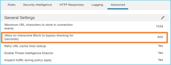 El firewall permite saltar el bloqueo durante 600 segundos