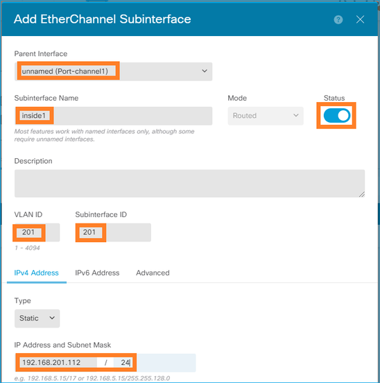 Subinterfaces toevoegen