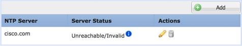 Problemi di connettività tra il server FXOS-NTP sulla porta UDP 123