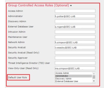 Cisco FMCで制御されたアクセスのためのオブジェクトグループ内のユーザロールの割り当て