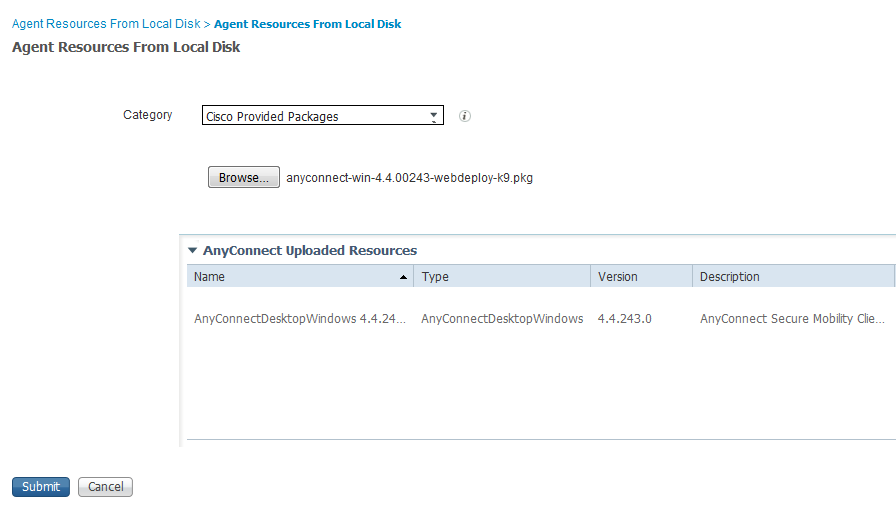 Cisco ISE Posture - Carica immagine AnyConnect