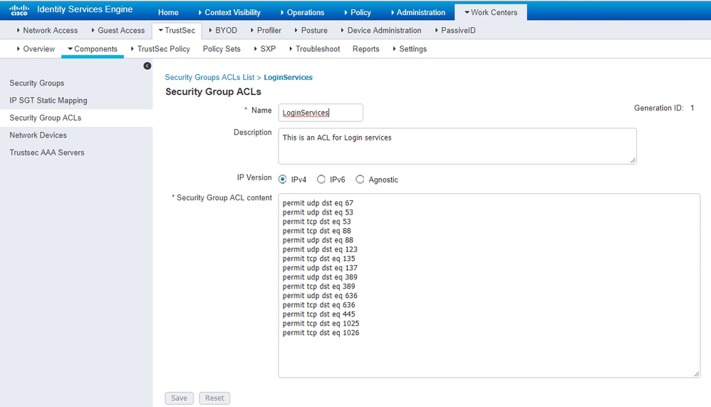 Redirect SGACL per ISE