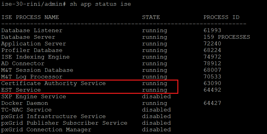 التحقق من خدمات CA و EST على CLI