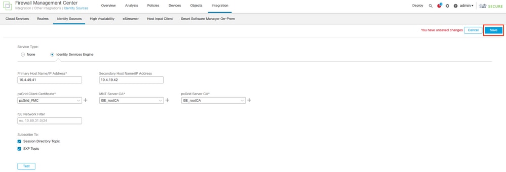 Setting up ISE as Identity Source in FMC.