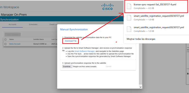 Téléchargement du fichier Sync