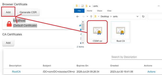 Téléchargement du certificat d'identité CSSM