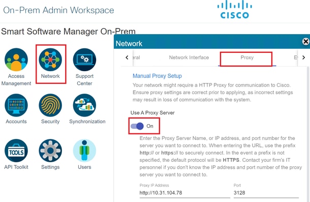 Configuration du proxy