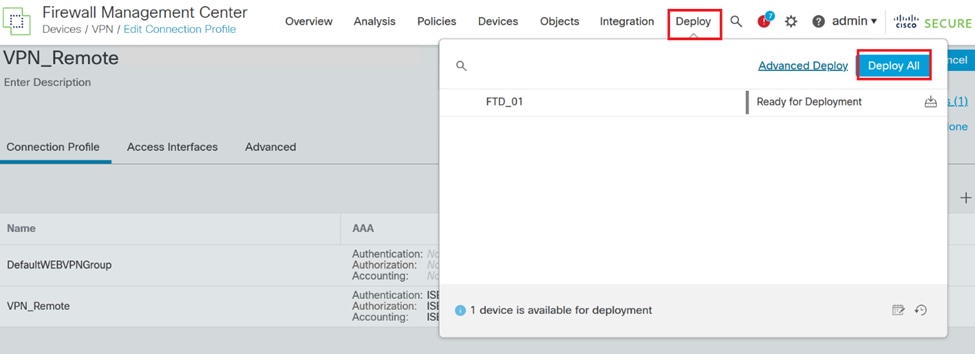 Implementación de la configuración VPN