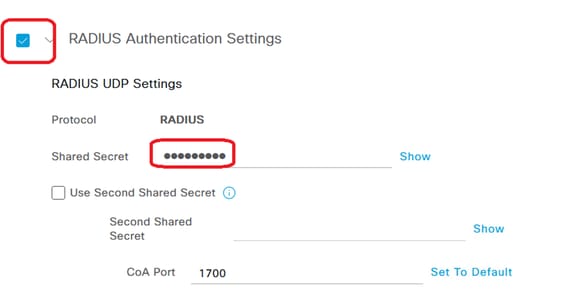 Configurações de RADIUS