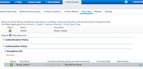 Configura criterio di autorizzazione TACACS