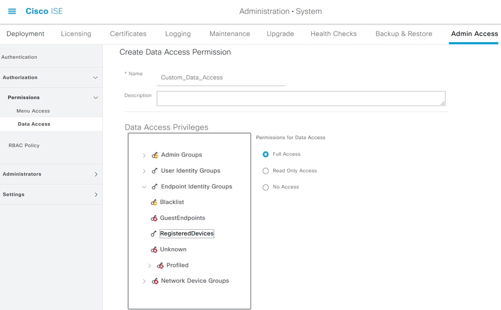 Admin Data Access Configuration