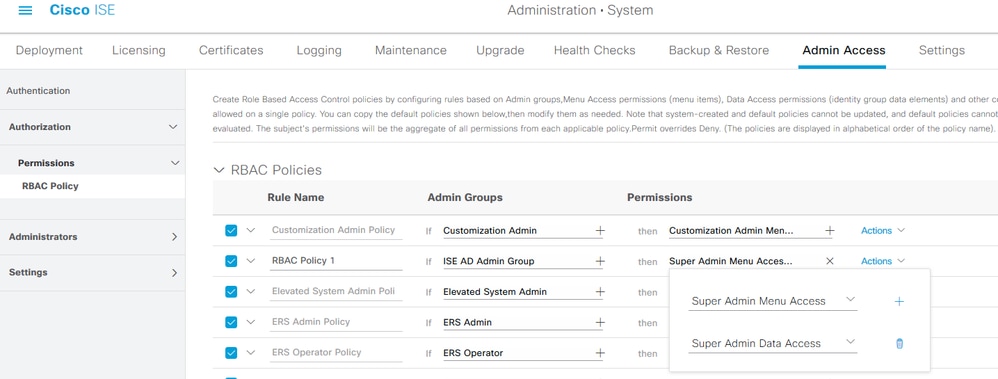 Policy Selection for Admin