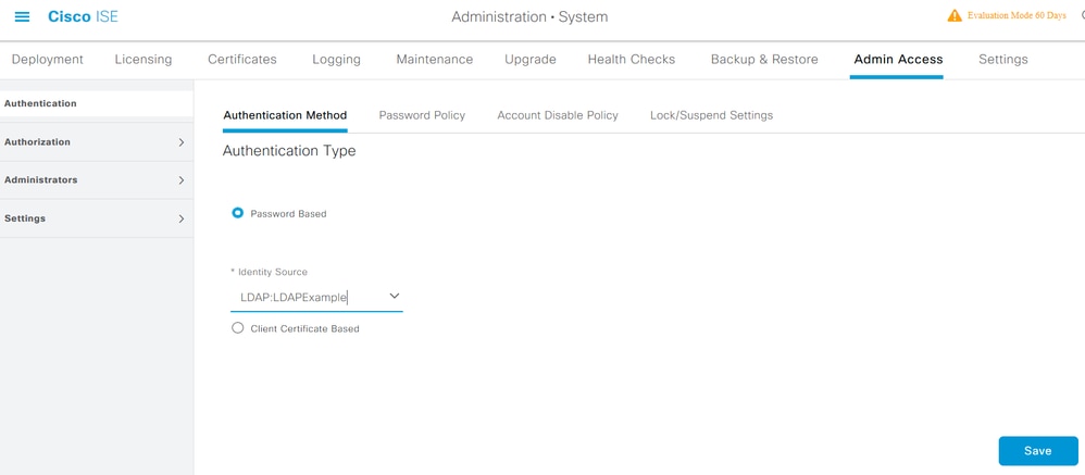 Admin Authentication Method Selection