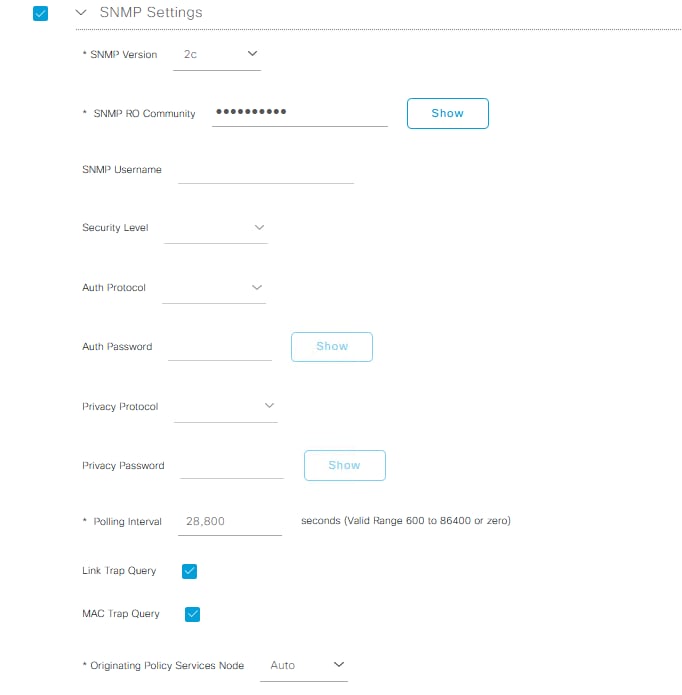 Configure EAP-TLS Authentication with ISE - Example SNMPv2c Config