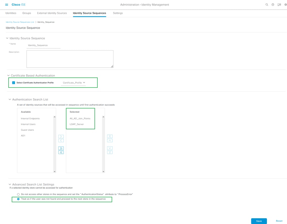 Configure EAP-TLS Authentication with ISE - Identity Source Sequence