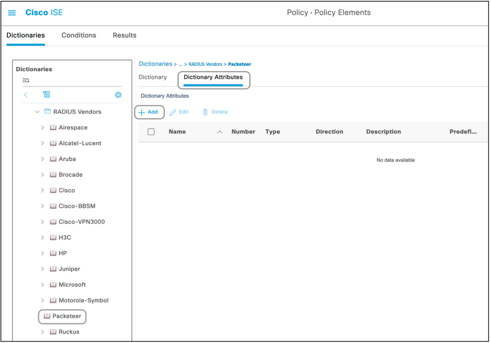 Attributs du dictionnaire Cisco ISE