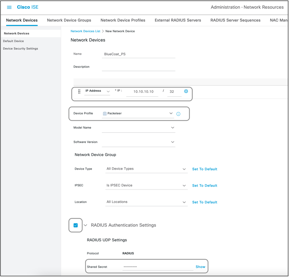 Périphériques réseau Cisco ISE Sélectionner une adresse IP et un profil de périphérique