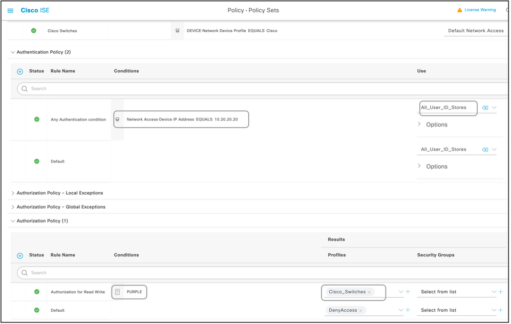 Politique d'autorisation Cisco ISE