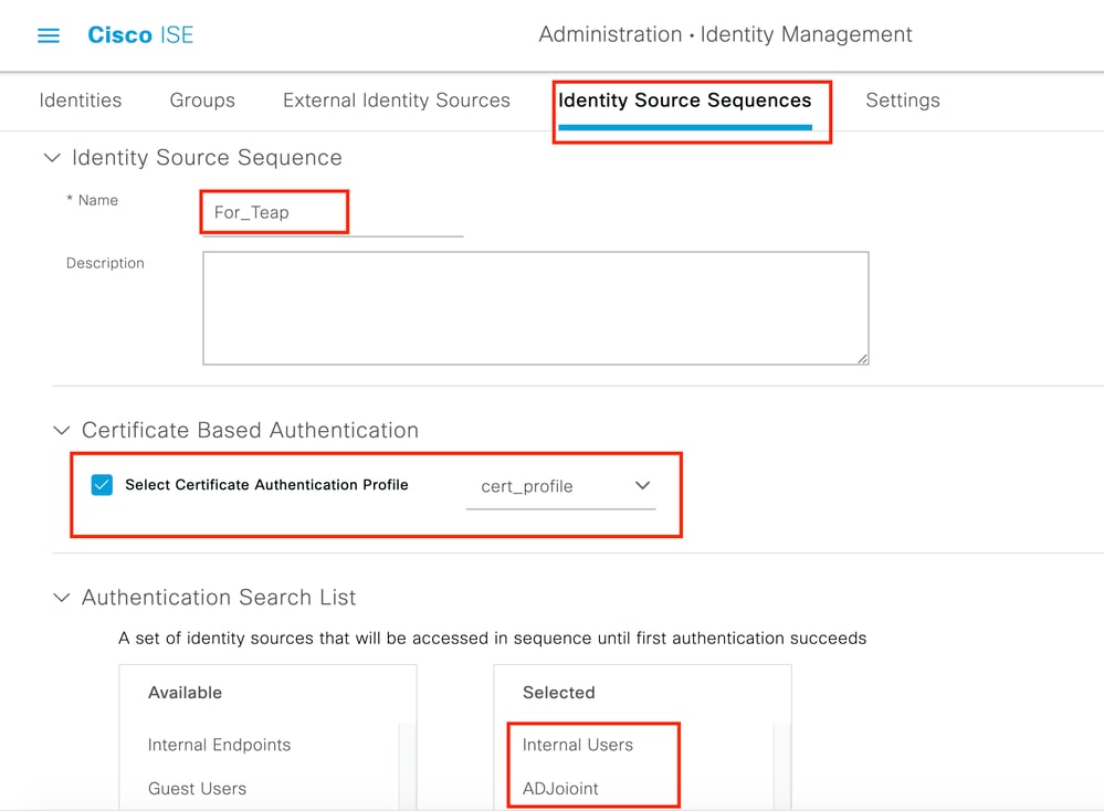 Cisco ISE配置-針對TEAP