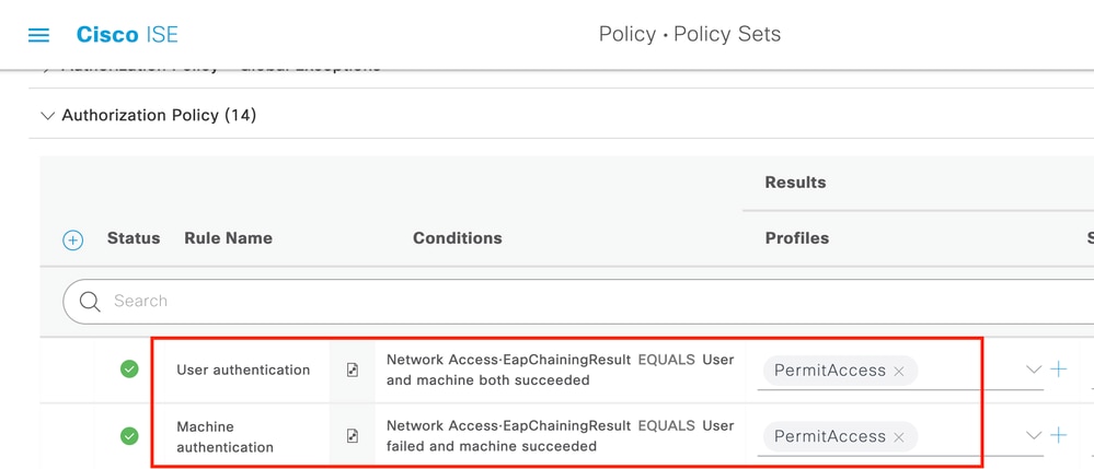 تكوين Cisco ISE - مصادقة المستخدم والجهاز