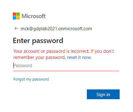 Microsoftサインインのパスワードが正しくありません