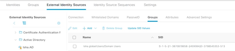 Integrazione Microsoft AD per Cisco ISE - Origini identità esterne - Importa gruppo AD