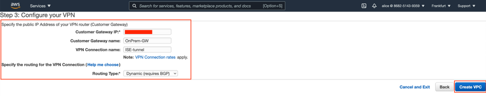 Cisco ISE on AWS - VPC. Configure VPN