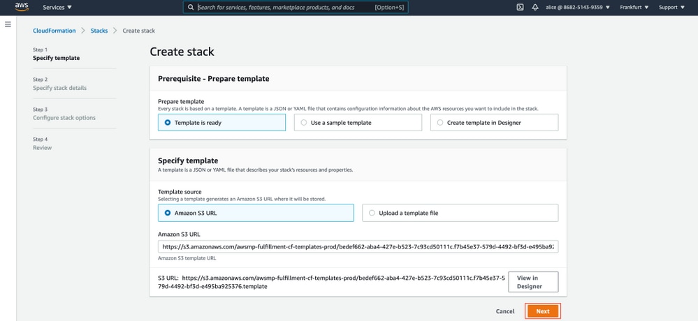 Cisco ISE on AWS - Create stack