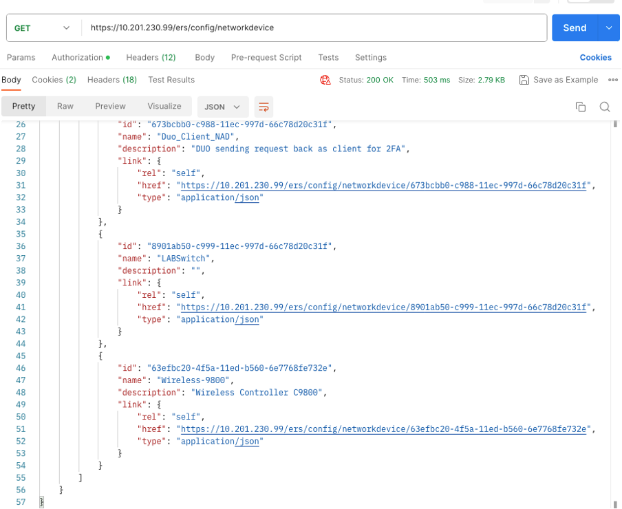 Resultados de API GET