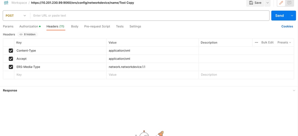 Configurazione intestazione XML Postman