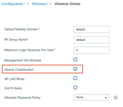 Configuración de clasificación de dispositivos