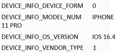 Ejemplo de atributos de terminal iPhone