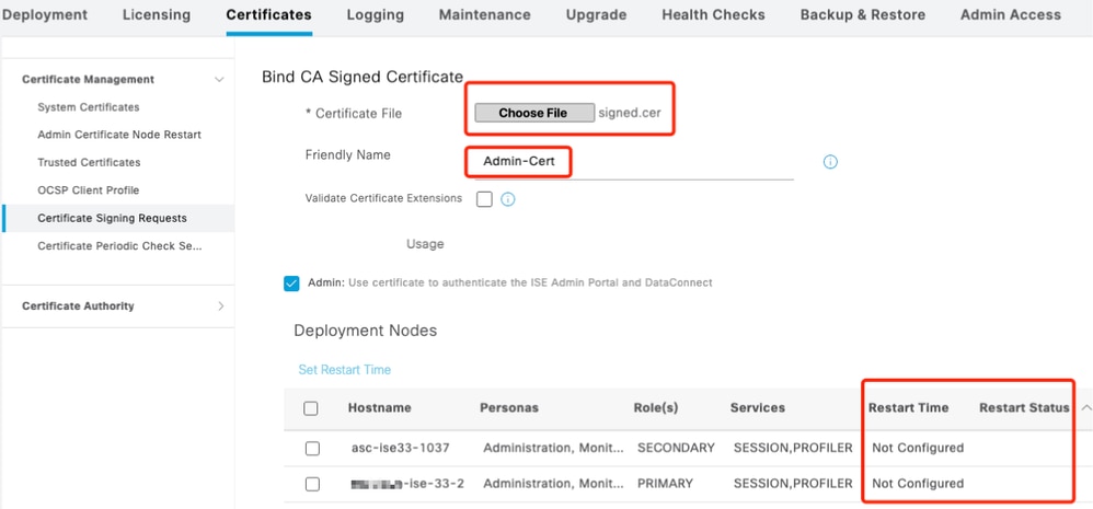 Bind CA Signed Certificate