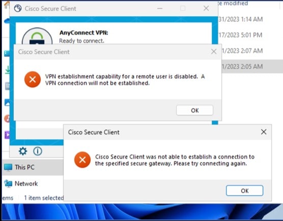 Cisco Secure Client - Problem connecting to Cisco Secure Access