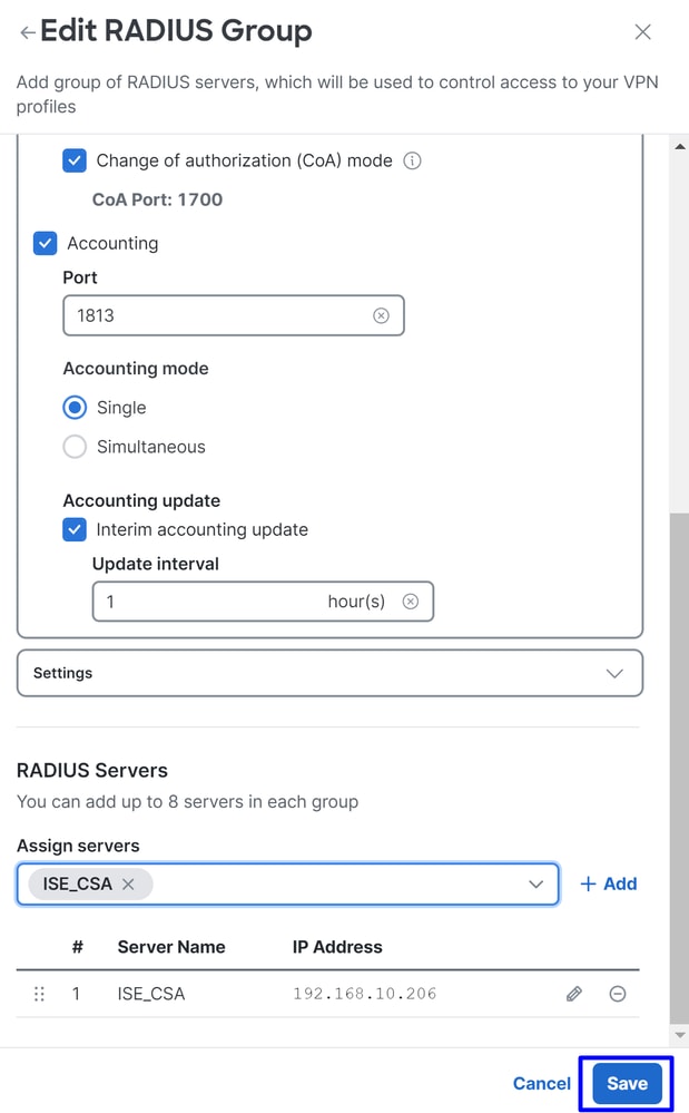 Accesso sicuro - Configurazione Radius