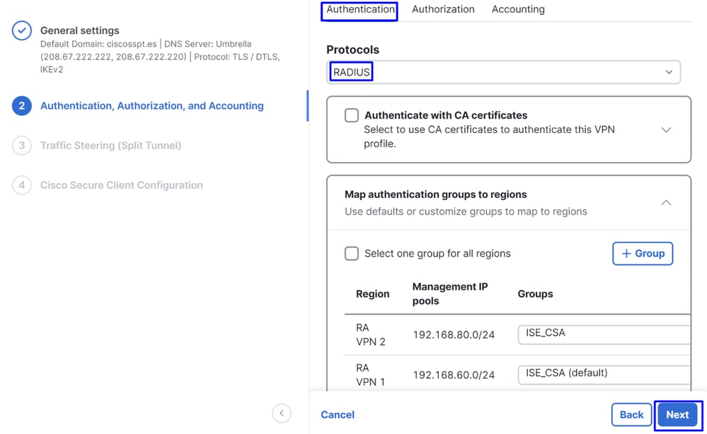 Accesso sicuro - RA-VPN - Autenticazione