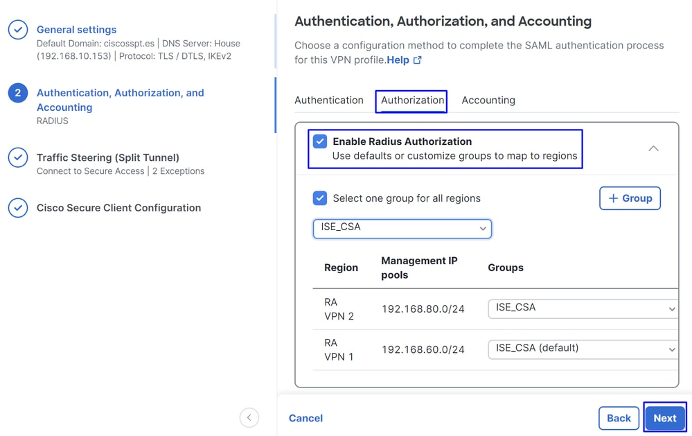 Accesso sicuro - RA-VPN - Autorizzazione