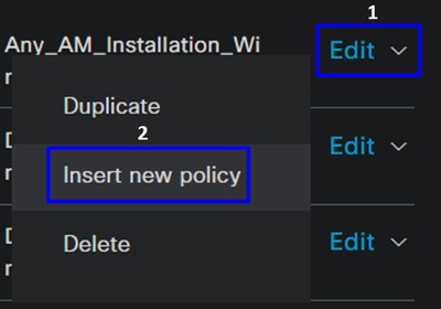 ISE - Insert New Policy (Inserisci nuovo criterio)