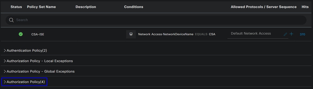 ISE - Policy Set - Authorization Policy