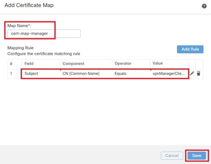 Mappa certificati per client di gestione