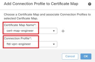 Mappa certificati di binding per client VPN del tecnico