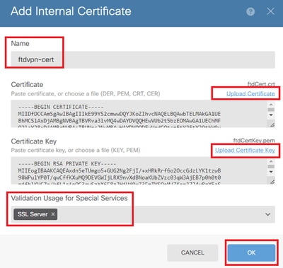 Dettagli del certificato interno