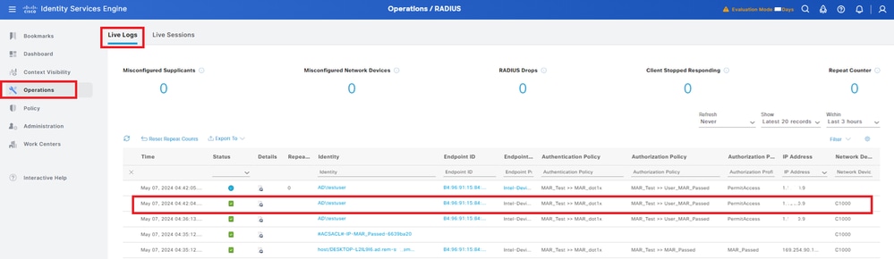 Radius Live Log