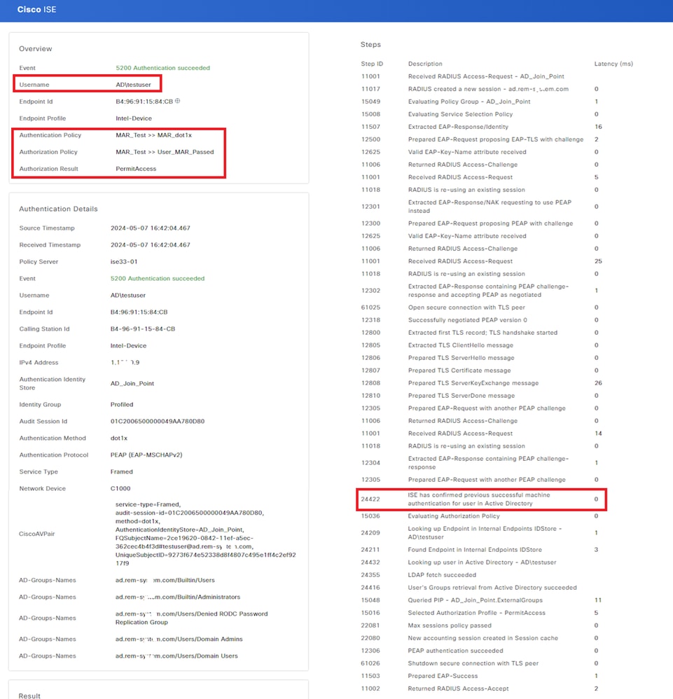 Details van gebruikersverificatie