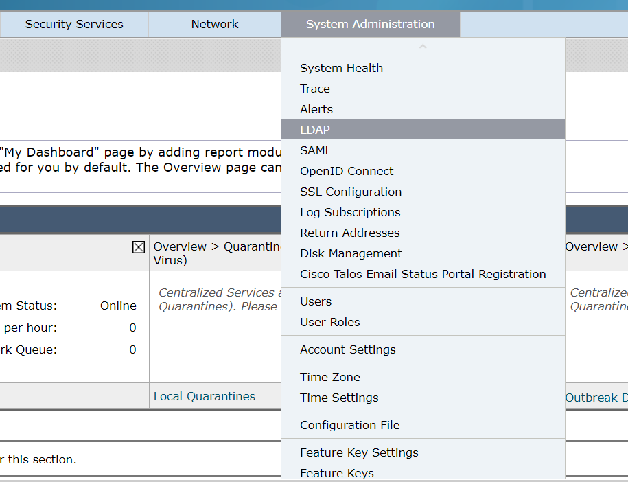 System Administration Menu